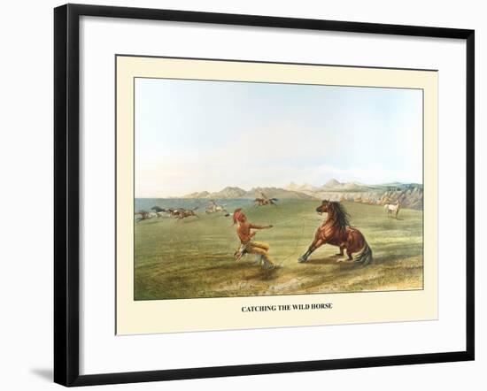 Catching The Wild Horse-George Catlin-Framed Art Print