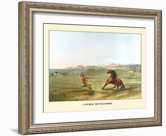 Catching The Wild Horse-George Catlin-Framed Art Print