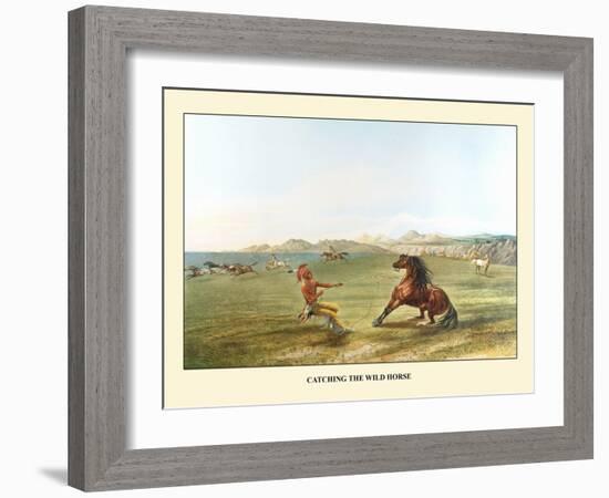 Catching The Wild Horse-George Catlin-Framed Art Print