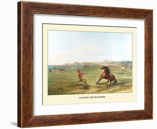 Catching The Wild Horse-George Catlin-Framed Art Print