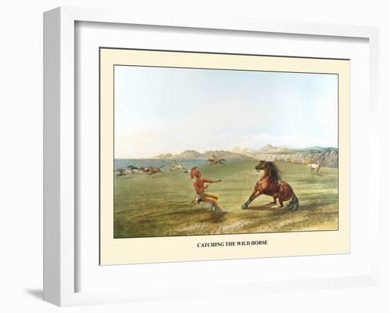 Catching The Wild Horse-George Catlin-Framed Art Print