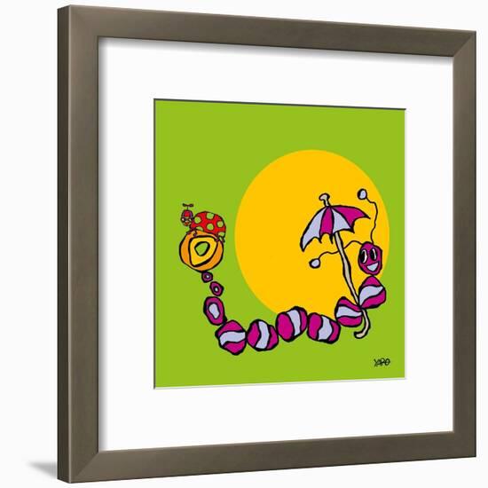 Caterpillar with Umbrella-Yaro-Framed Art Print