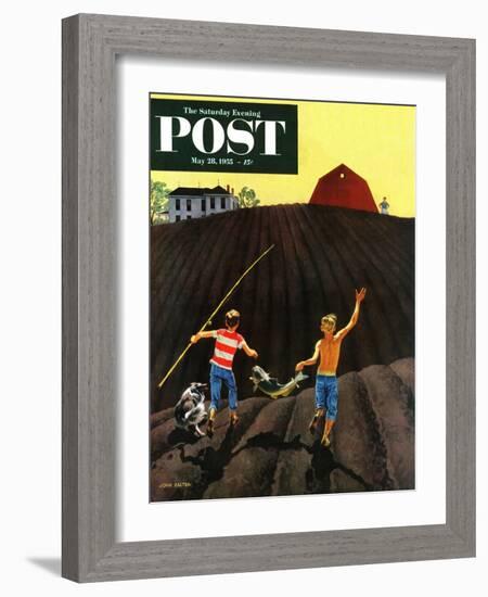 "Catfish" Saturday Evening Post Cover, May 28, 1955-John Falter-Framed Giclee Print