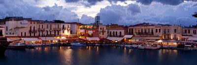 Greece, Crete, Rethimnon, Venetian Harbour, Illuminated, in the Evening-Catharina Lux-Photographic Print