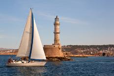 Greece, Crete, Chania, Port Entrance, Sailboat-Catharina Lux-Photographic Print