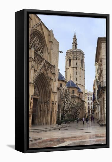 Cathedral and Miguelete Bell Tower, Plaza De La Virgen, Autumn (Fall), Valencia, Spain, Europe-Eleanor Scriven-Framed Premier Image Canvas