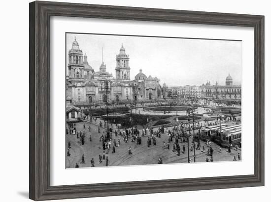 Cathedral and National Palace, Mexico City, Mexico, 1926-null-Framed Giclee Print