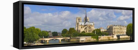 Cathedral at the Riverside, Notre Dame Cathedral, Seine River, Paris, Ile-De-France, France-null-Framed Premier Image Canvas