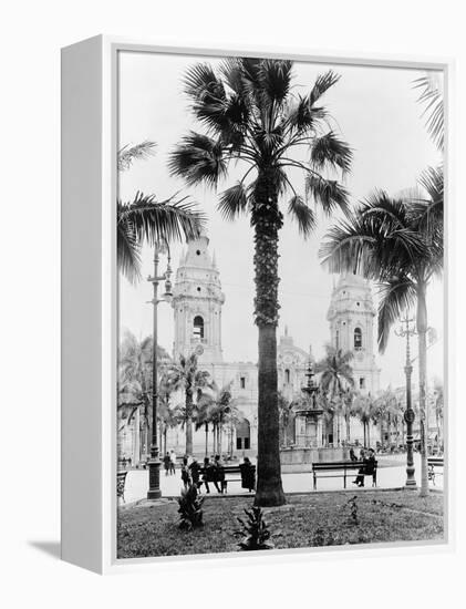 Cathedral in the Plaza de Armas in Peru Photograph - Lima, Peru-Lantern Press-Framed Stretched Canvas