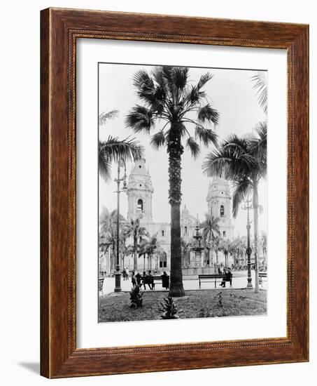 Cathedral in the Plaza de Armas in Peru Photograph - Lima, Peru-Lantern Press-Framed Art Print