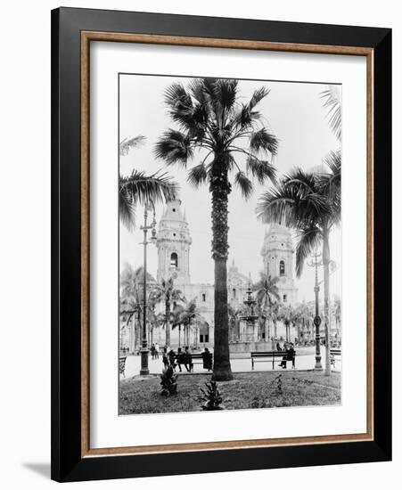 Cathedral in the Plaza de Armas in Peru Photograph - Lima, Peru-Lantern Press-Framed Art Print