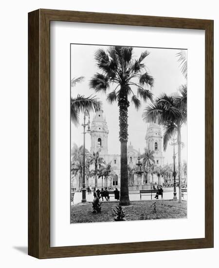 Cathedral in the Plaza de Armas in Peru Photograph - Lima, Peru-Lantern Press-Framed Art Print