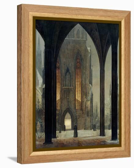 Cathedral in Winter, 1821-Ernst Ferdinand Oehme-Framed Premier Image Canvas