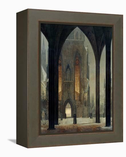 Cathedral in Winter, 1821-Ernst Ferdinand Oehme-Framed Premier Image Canvas