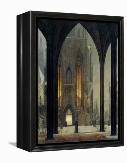 Cathedral in Winter, 1821-Ernst Ferdinand Oehme-Framed Premier Image Canvas