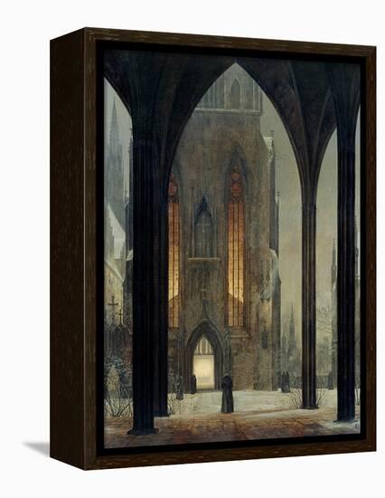 Cathedral in Winter, 1821-Ernst Ferdinand Oehme-Framed Premier Image Canvas