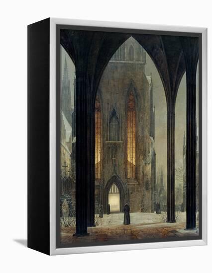 Cathedral in Winter, 1821-Ernst Ferdinand Oehme-Framed Premier Image Canvas