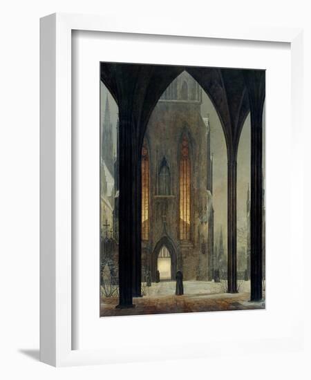 Cathedral in Winter, 1821-Ernst Ferdinand Oehme-Framed Premium Giclee Print
