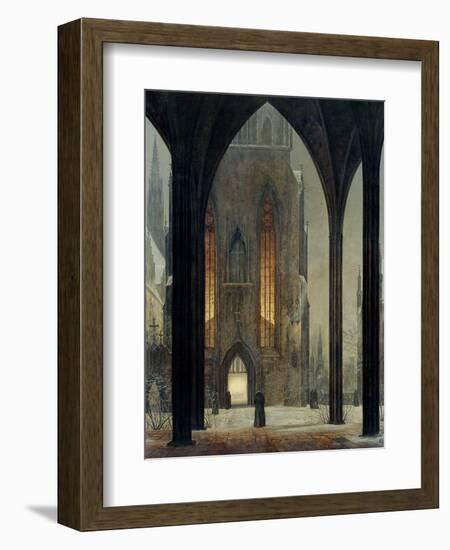 Cathedral in Winter, 1821-Ernst Ferdinand Oehme-Framed Giclee Print