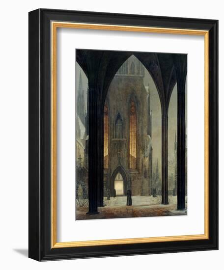 Cathedral in Winter, 1821-Ernst Ferdinand Oehme-Framed Giclee Print