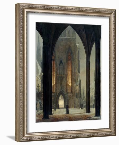 Cathedral in Winter, 1821-Ernst Ferdinand Oehme-Framed Giclee Print