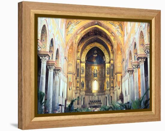 Cathedral Interior with Mosaics, Monreale, Sicily, Italy-Peter Thompson-Framed Premier Image Canvas