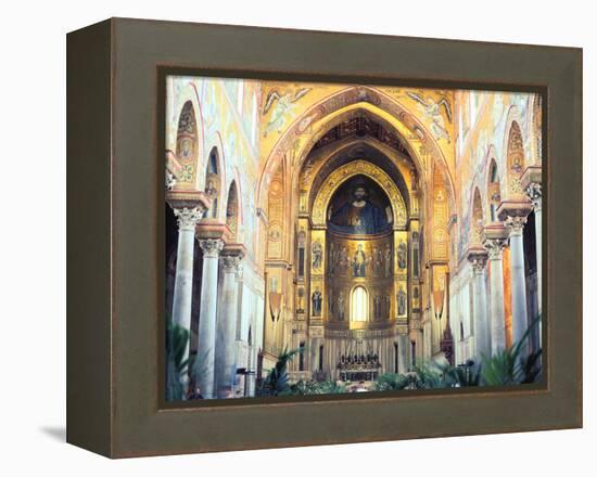 Cathedral Interior with Mosaics, Monreale, Sicily, Italy-Peter Thompson-Framed Premier Image Canvas