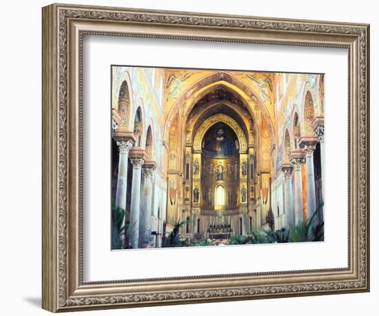 Cathedral Interior with Mosaics, Monreale, Sicily, Italy-Peter Thompson-Framed Photographic Print