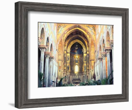 Cathedral Interior with Mosaics, Monreale, Sicily, Italy-Peter Thompson-Framed Photographic Print