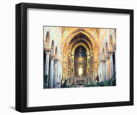 Cathedral Interior with Mosaics, Monreale, Sicily, Italy-Peter Thompson-Framed Photographic Print