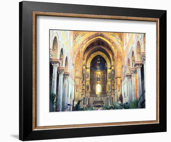 Cathedral Interior with Mosaics, Monreale, Sicily, Italy-Peter Thompson-Framed Photographic Print