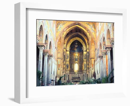 Cathedral Interior with Mosaics, Monreale, Sicily, Italy-Peter Thompson-Framed Photographic Print