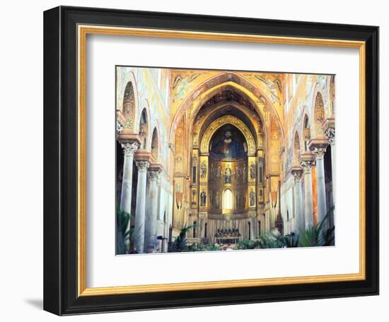 Cathedral Interior with Mosaics, Monreale, Sicily, Italy-Peter Thompson-Framed Photographic Print