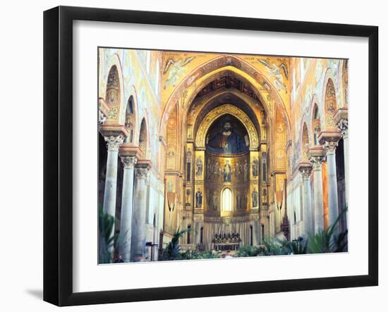 Cathedral Interior with Mosaics, Monreale, Sicily, Italy-Peter Thompson-Framed Photographic Print