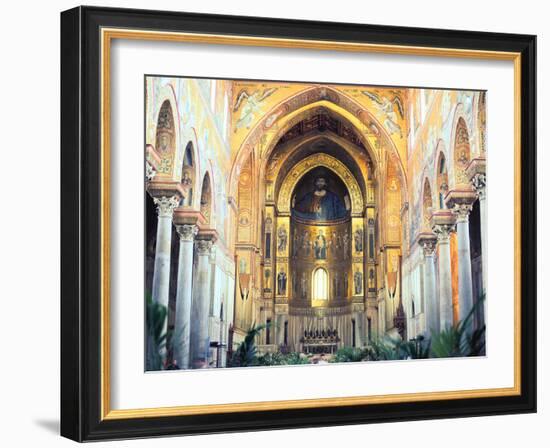 Cathedral Interior with Mosaics, Monreale, Sicily, Italy-Peter Thompson-Framed Photographic Print