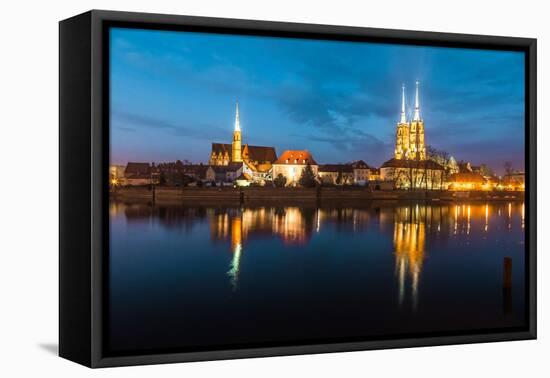Cathedral Island in the Evening Wroclaw, Poland-bloodua-Framed Premier Image Canvas