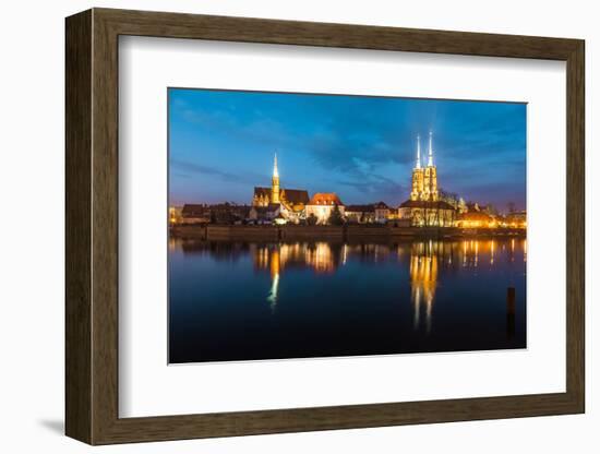 Cathedral Island in the Evening Wroclaw, Poland-bloodua-Framed Photographic Print