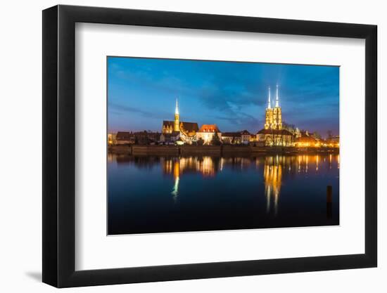 Cathedral Island in the Evening Wroclaw, Poland-bloodua-Framed Photographic Print
