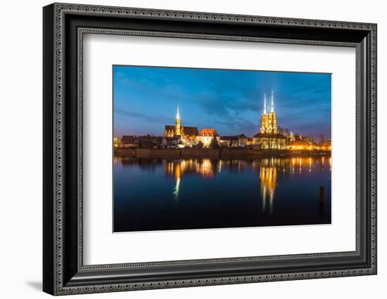 Cathedral Island in the Evening Wroclaw, Poland-bloodua-Framed Photographic Print