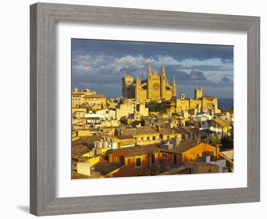 Cathedral La Seu and Old Town Rooftops, Palma De Mallorca, Mallorca, Balearic Islands, Spain-Doug Pearson-Framed Photographic Print