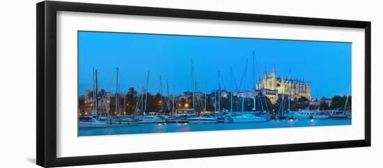 Cathedral La Seu Illuminated at Dusk, Palma De Mallorca, Mallorca, Balearic Islands, Spain-Doug Pearson-Framed Photographic Print