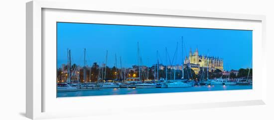 Cathedral La Seu Illuminated at Dusk, Palma De Mallorca, Mallorca, Balearic Islands, Spain-Doug Pearson-Framed Photographic Print