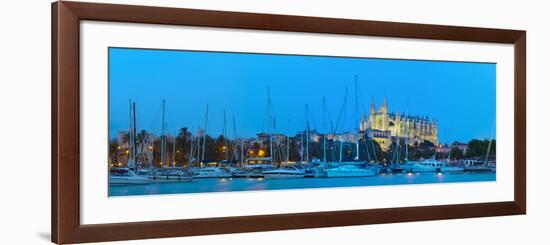 Cathedral La Seu Illuminated at Dusk, Palma De Mallorca, Mallorca, Balearic Islands, Spain-Doug Pearson-Framed Photographic Print