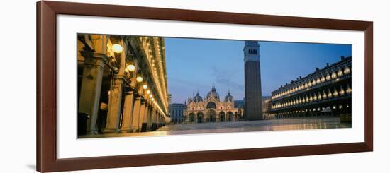 Cathedral Lit Up at Dusk, St. Mark's Cathedral, St. Mark's Square, Venice, Veneto, Italy-null-Framed Photographic Print