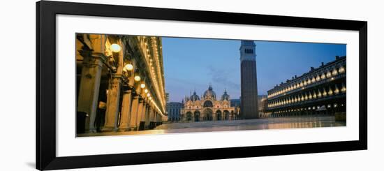 Cathedral Lit Up at Dusk, St. Mark's Cathedral, St. Mark's Square, Venice, Veneto, Italy--Framed Photographic Print