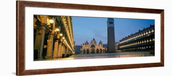 Cathedral Lit Up at Dusk, St. Mark's Cathedral, St. Mark's Square, Venice, Veneto, Italy--Framed Photographic Print