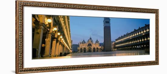 Cathedral Lit Up at Dusk, St. Mark's Cathedral, St. Mark's Square, Venice, Veneto, Italy--Framed Photographic Print