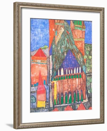 Cathedral No. I, Marrakesch-Friedensreich Hundertwasser-Framed Art Print