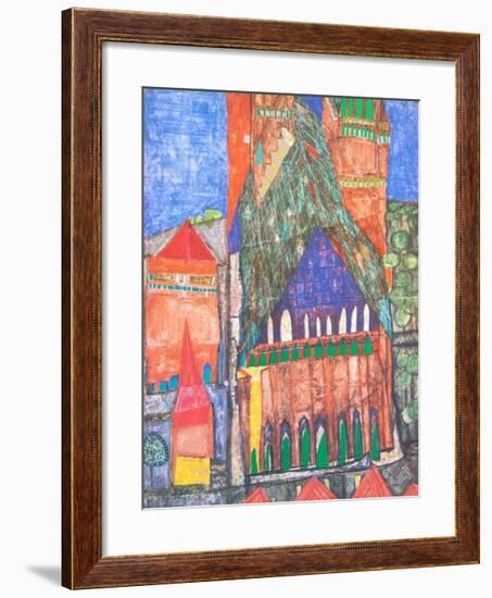 Cathedral No. I, Marrakesch-Friedensreich Hundertwasser-Framed Art Print