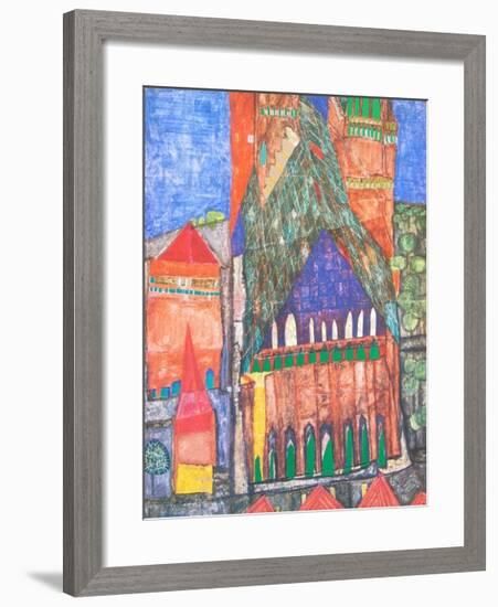 Cathedral No. I, Marrakesch-Friedensreich Hundertwasser-Framed Art Print